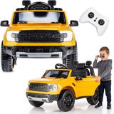 SUN BABY Ford Elektrische Kinderauto met Afstandsbediening - 12V Accuvoertuig - MP3 Muziekspeler - Vering - Voor Kinderen 3-6 Jaar - Geel
