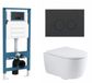 QeramiQ Dely Swirl Toiletset - inbouwreservoir Qeramiq Flush - 35mm zitting - kunststof mat antraciete bedieningsplaat - ronde knoppen - glans wit
