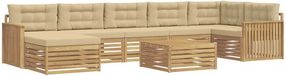 vidaXL Buiten bankenset 8 st Wit en Beige