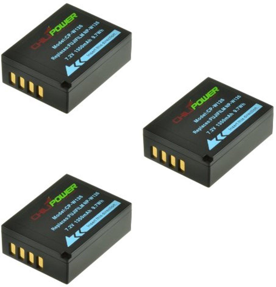 ChiliPower NP-W126 accu voor Fujifilm - 1350mAh - 3-Pack