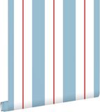 ESTAHome Behang Strepen Blauw en Rood - 0.53 x 10.05 m