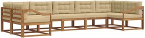 vidaXL - Salon de jardin en acacia - 7 places - Naturel et beige
