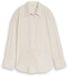 Tom Tailor - Oversized overhemdblouse met linnen - Maat 38 - taupe white irregular stripe