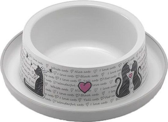 Moderna Products Moderna Trendy Dinner Voerbak - Cats in Love - Grijs - 16 cm