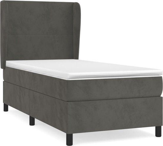 vidaXL Boxspring met matras fluweel donkergrijs 90x200 cm