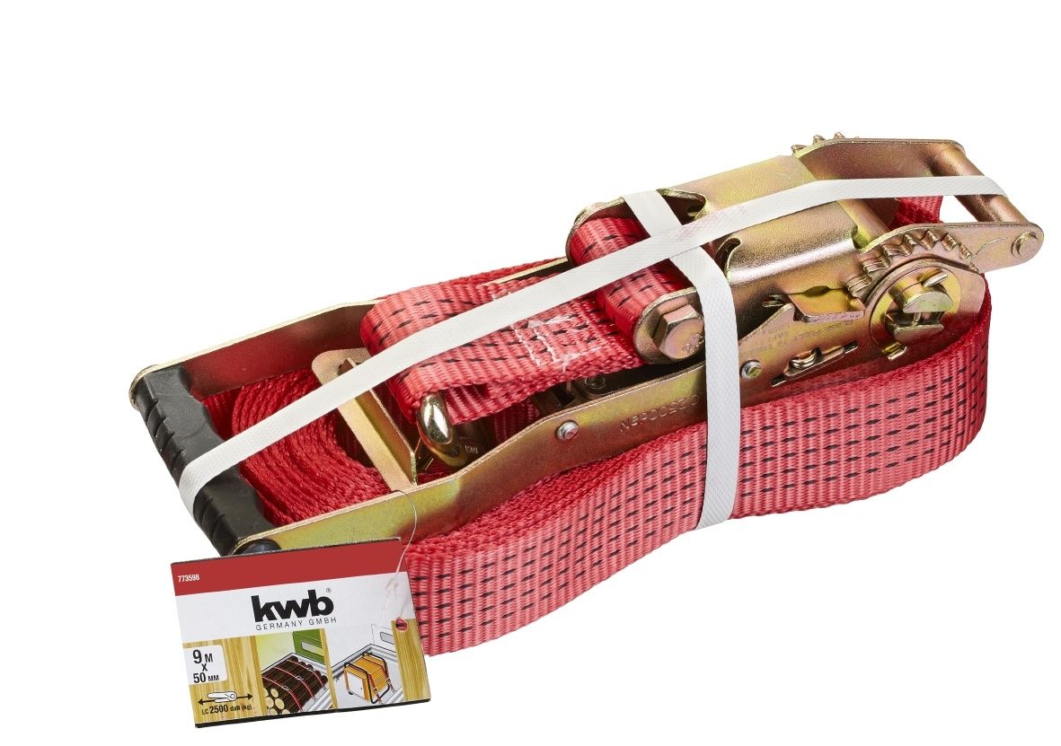 KWB Spanband Met Ratel 2 Haken 9m x 50mm