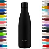 FLASKE Original Match Drinkfles 500 ml - Geïsoleerde RVS Waterfles - BPA-vrij - 12u Warm & 24u Koud - Geschikt als Thermosfles en Thermoskan - Water Bottle Stainless Steel - Night