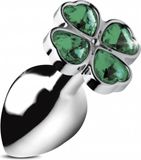 XR Brands Lucky Clover Gem - Large Anal Plug - Silver