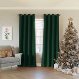 Sun Zero Nordic 2-Pack Theater Grade Ruisonderdrukkende Extreme 100% Verduisterende Doorvoertule Gordijn Paneel Paar, 52" x 84", Evergreen
