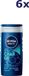 Nivea Men Ultra Charge Body, Face & Hair Shower Gel - 6 x 250 ml