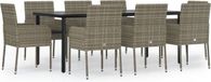 vidaXL 9-delige tuinset met kussens, polyrattan, zwart en grijs