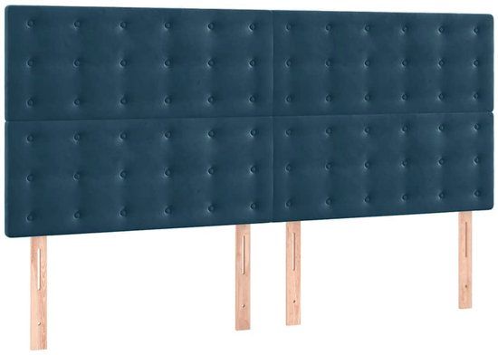 vidaXL Hoofdbord Donkerblauw Fluweel 160x5x118/128 cm