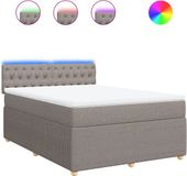 vidaXL Boxspring met matras stof taupe 140x190 cm