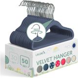 Laleni Fluwelen Kledinghangers Kinderen - Kleerhangers Peuter - Donkerblauw Gestipt - Set van 50