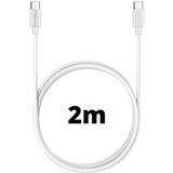 Phonillico® Kabel USB-C USB-C Wit 2m voor Samsung Galaxy S24 / Galaxy S23 / Galaxy S23 FE