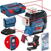 Bosch Professional 0601063R08 Lijnlaser GLL 3-80 C + Afstandsmeter GLM 20 (1X Accu 12 V, Rode Laser, Met Appfunctie, Werkbereik: Max. 30 M, In L-BOXX), Blauw