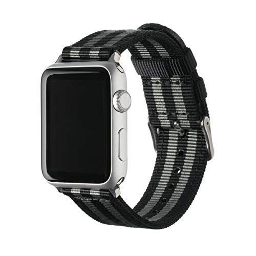 Archer Watch Straps - Vervangende Horlogebanden van Hoogwaardig Nylon voor Apple Watch (Zwart/Grijs, Roestvrij Staal, 38/40/41mm)
