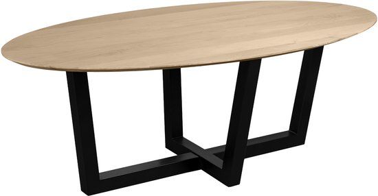 QUVIO Eettafel Sofia - Ovaal - 180x90 cm - W-poot - FSC® gecertificeerd mangohout - Naturel