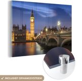 MuchoWow® Glass Painting 150x100 cm - Acrylic Glass Painting - Colorful cloud formation above the Big Ben in London - Photo on glass - Paintings