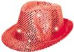 Folat Party Products Folat Trilby Hoed - One Size - Volwassenen Pailletten Rood