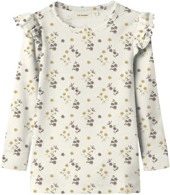 LIL' ATELIER NAME IT - NMFGAVO EKO LS SLIM TOP LIL NOOS - Meisjes - Blouses - Coconut Milk