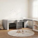 vidaXL Kinderhoogslaper met bureau Grijs Sonoma Bewerkt hout