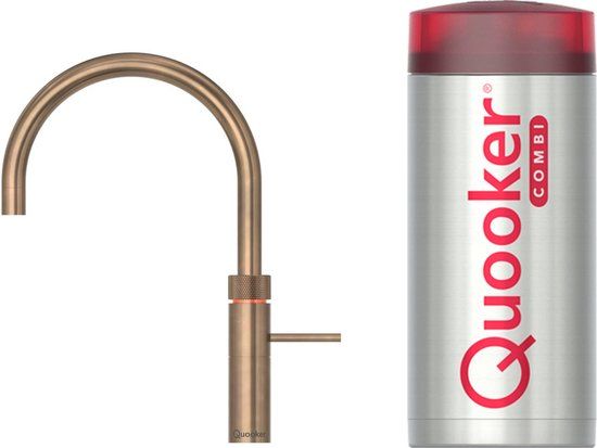 Quooker Fusion Round messing patina kokend water kraan met COMBI boiler
