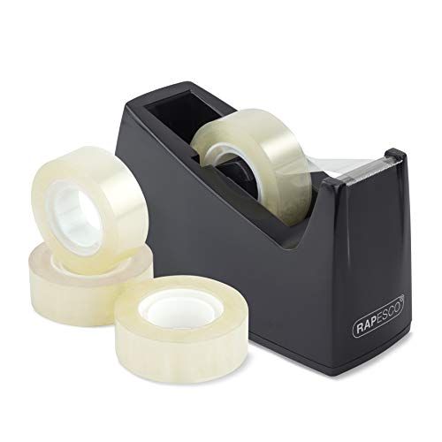 Rapesco 1619 Plakbandhouder 300 met 4 Rollen Plakband, Zwart