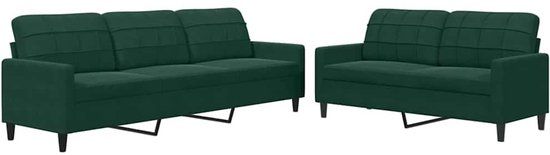 vidaXL 2-delige Loungeset met kussens fluweel donkergroen