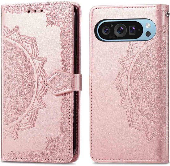 imoshion Hoesje - Geschikt voor Google Pixel 10 / Google Pixel 10 Pro - Mandala Bookcase - Rosé Goud