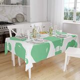Bonamaison Tafelkleed, Anti-Mold, Sneldrogend, Waterdicht, 100% Polyester Tafellaken, Petroleum Groen, Wit, 140 x 160 Cm