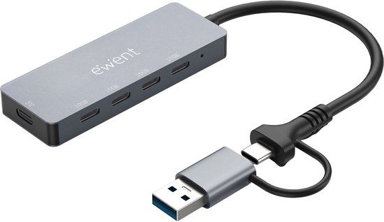 Ewent EW1151 interface hub USB Type-C 10000 Mbit/s Grijs