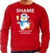 Bellatio Decorations Pinguin Kerst sweater / Kerst trui Shame penguins with champagne rood voor heren - Kerstkleding / Christmas outfit L