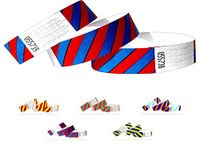 Qubiband Tyvek polsbandjes voor evenementen - 1000 stuks - gestreept - Blauw-Rood