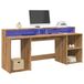 Maison Exclusive - Bureau avec éclairage LED, aspect chêne, 200 x 55 x 91 cm, bois composite