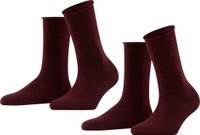 FALKE Happy 2-Pack eenkleurig katoen multipack sokken dames rood - maat 39-42
