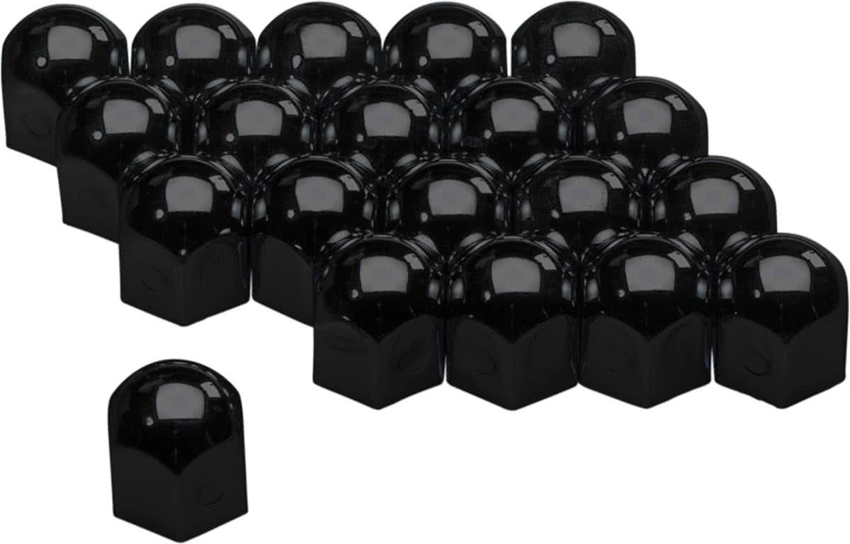 AutoStyle Set Universele Wielmoerkapjes - Zwart Staal - 19mm - Set Ã€ 20 Stuks
