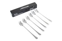 Arcos Madrid Serie 6 stuks verfrissende lepels in geschenkdoos, theelepels, monoblok van roestvrij staal, maat 220 mm, zilver