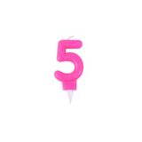 Homéa Glitter Birthday Candle Number 5 H 7.5 cm Pink