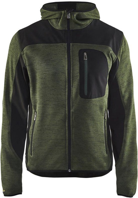 Blåkläder 4930-2117 Gebreid vest met softshell Army Groen/Zwart maat S