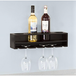 SoBuy FRG66-L-SCH Casier à vin – Fixation murale – 4 bouteilles et 6 verres – 48 x 12 x 12 cm – Noir