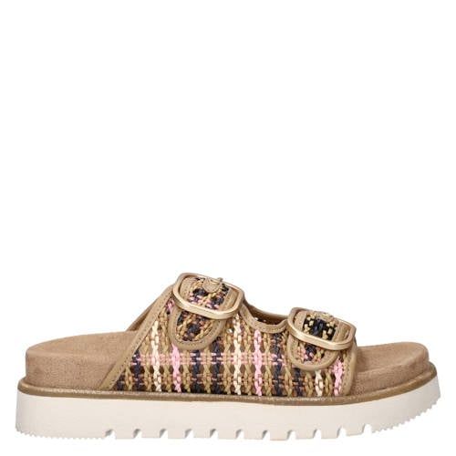Nelson slippers met gehaakt beige/roze