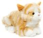 Merkloos Pluche kat met geluid - Bruin en wit - Liggend - 20 cm