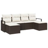vidaXL Bankstel 6 zitplaatsen Bruin Polyrattan