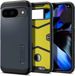 Spigen Tough Armor Hoesje Geschikt voor Google Pixel 9 / 9 Pro - Back Cover met Kickstand Metal Slate