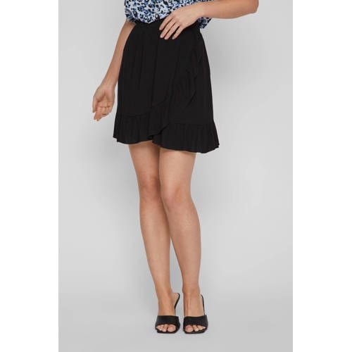 VILA VIPAYA Wrap Skirt with Ruffles - Black