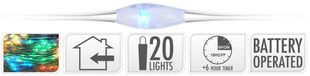 Merkloos Éclairage de Noël LED fil d'argent 20 lampes 1m, multicolore