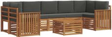vidaXL - Bank loungeset - 7 zitplekken - Natuurlijk en antraciet - Acacia hout