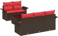 vidaXL Tuinbank Set 6-delig Bruin Polyrotan
