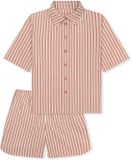 SCHIESSER geweven pyjama Dames terracotta gestreept korte mouw 82% Katoen
